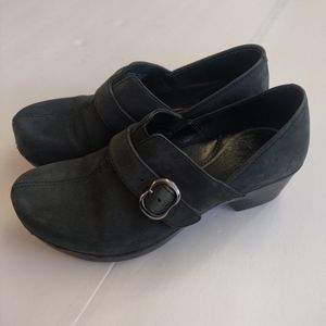 Dansko Tamara Black Nubuck Leather Clogs EUR 37 Womens Size 6.5